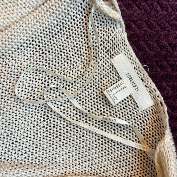 Forever 21 Fringe Poncho Cardigan 🍨 Cream, Size M - Picture 5 of 11